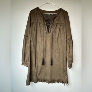 Blu pepper suede olive green dress